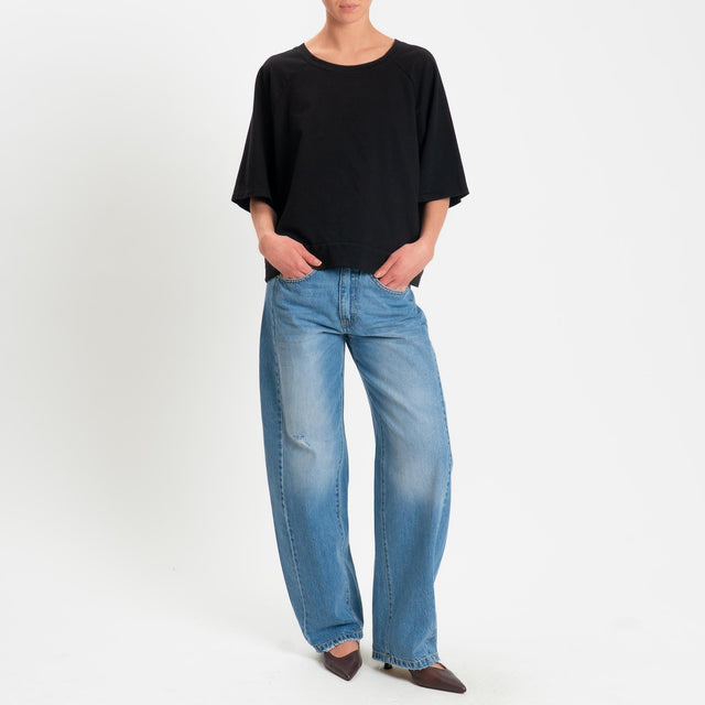 Zeroassoluto-Felpa light manica raglan - nero