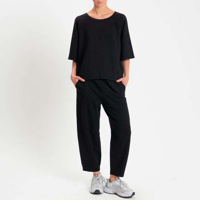 Zeroassoluto-Felpa light manica raglan - nero