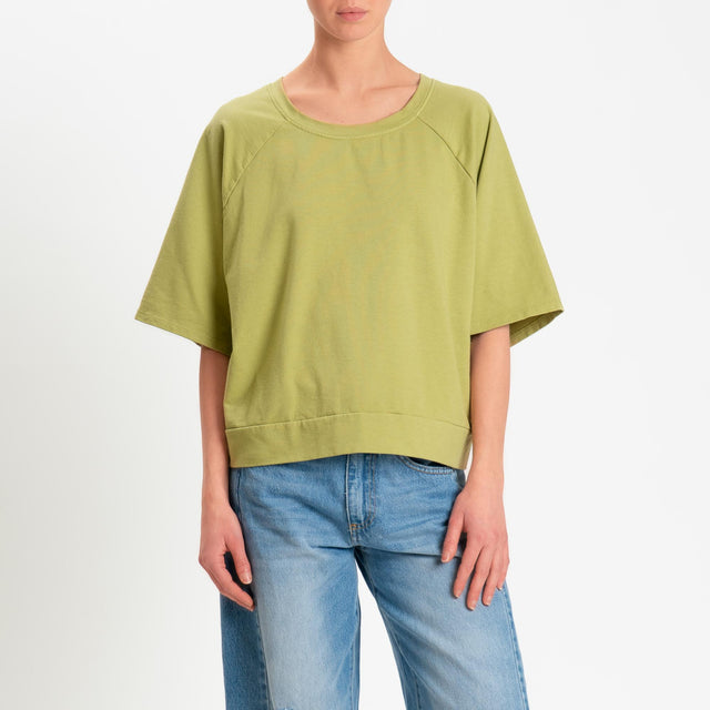 Zeroassoluto-Felpa light manica raglan - pistacchio