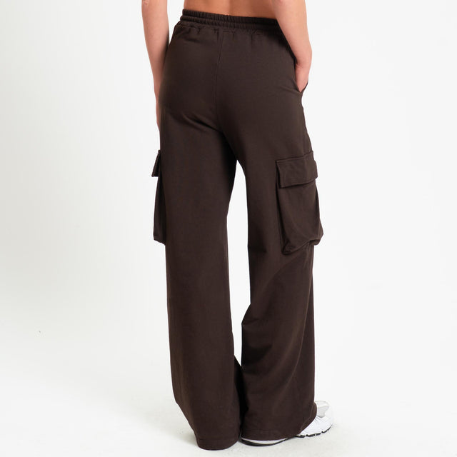 Zeroassoluto-Pantalone felpa light cargo - moro