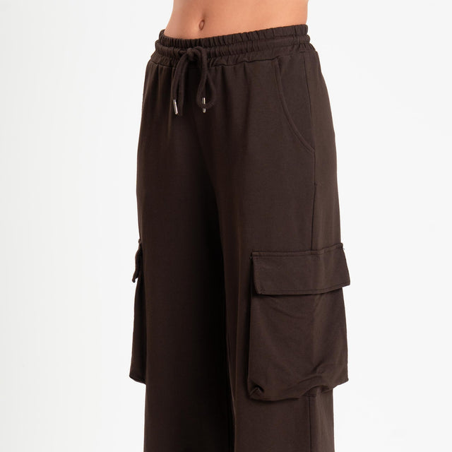 Zeroassoluto-Pantalone felpa light cargo - moro