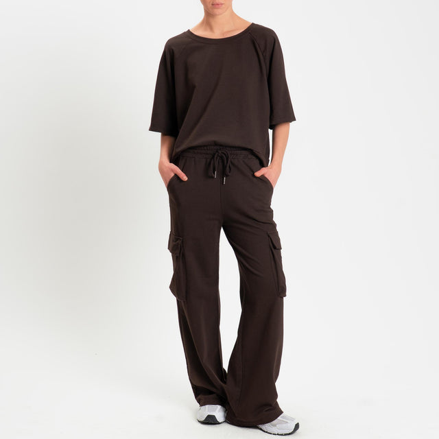 Zeroassoluto-Pantalone felpa light cargo - moro