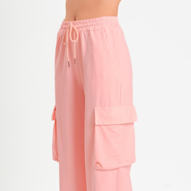 Zeroassoluto-Pantalone felpa light cargo - pink