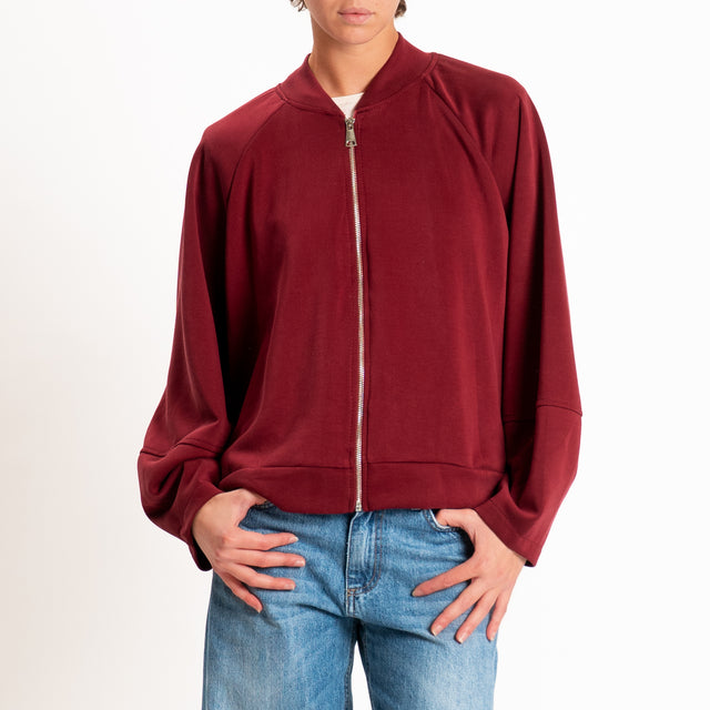 Zeroassoluto-Felpa scuba soft con zip - marsala