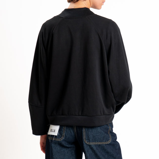 Zeroassoluto-Felpa scuba soft con zip - nero