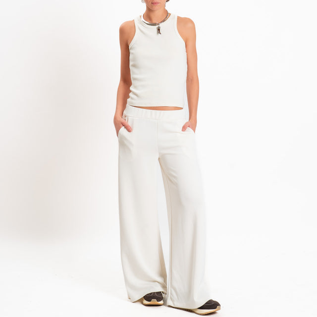Zeroassoluto-Pantalone scuba soft wide leg - burro