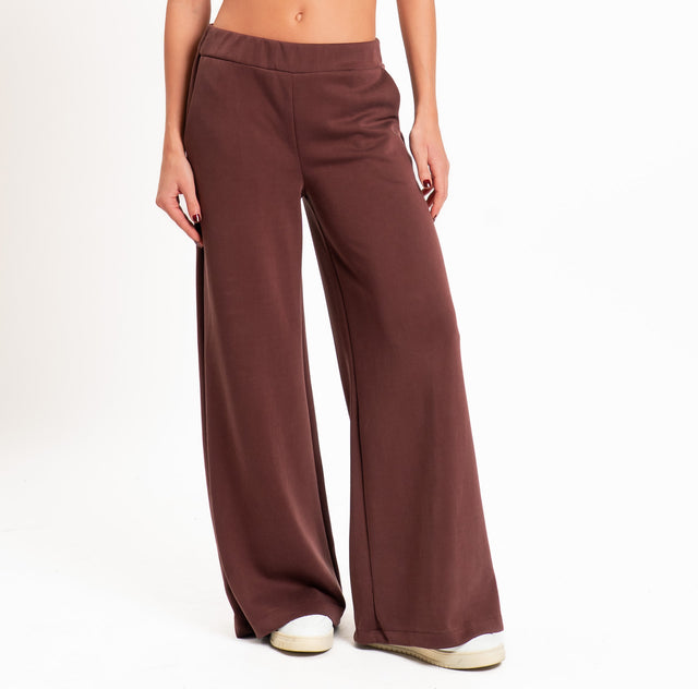 Zeroassoluto-Pantalone scuba soft wide leg - dusty rose