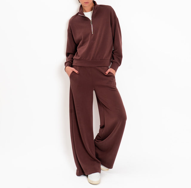 Zeroassoluto-Pantalone scuba soft wide leg - dusty rose