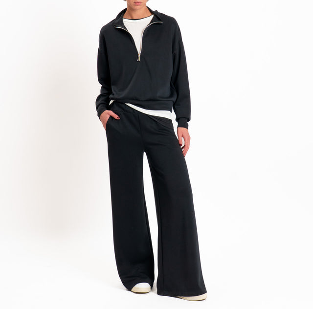 Zeroassoluto-Pantalone scuba soft wide leg - nero