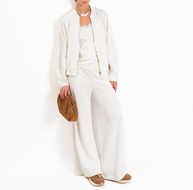 Zeroassoluto-Pantalone scuba soft wide leg - burro