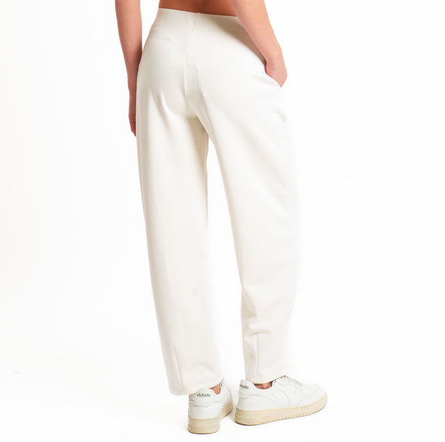 Zeroassoluto-Pantalone scuba soft elastico in vita - burro