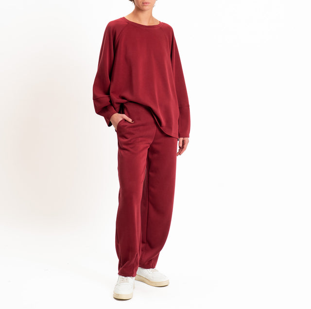 Zeroassoluto-Pantalone scuba soft elastico in vita - marsala