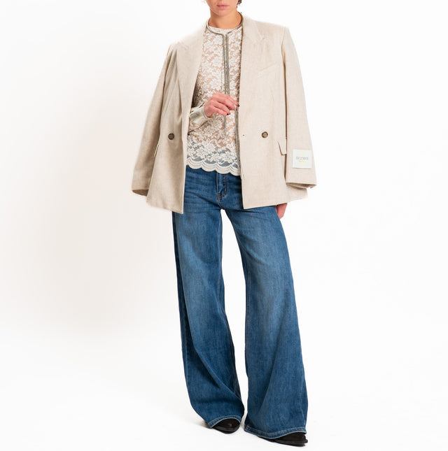 Zeroassoluto-T-shirt in pizzo floreale elasticizza - burro