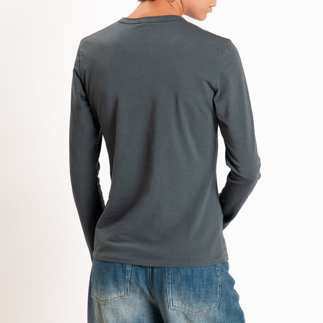 Zeroassoluto-T-shirt serafino elasticizzata - piombo