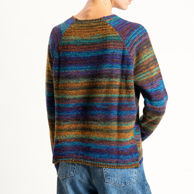 Zeroassoluto-Maglia scatola girocollo multicolor - ottanio