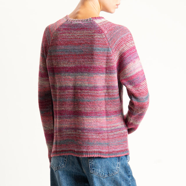 Zeroassoluto-Maglia scatola girocollo multicolor - rosa