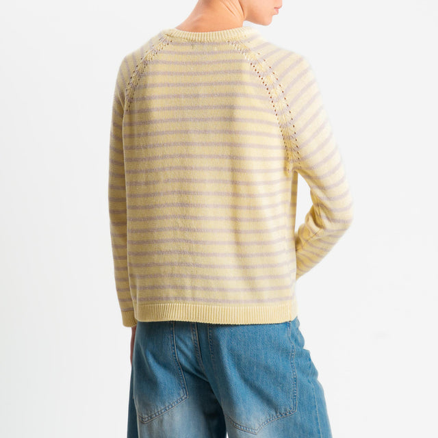 Zeroassoluto-Maglia righe calatura spalle - yellow/sand