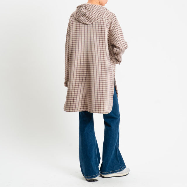 Zeroassoluto-Cappotto pied de poule neoprene - beige/cuoio/burro