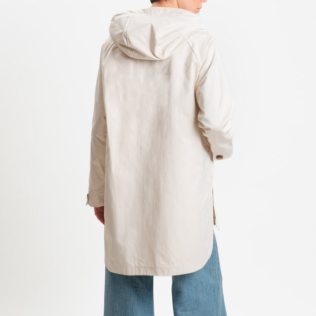 Zeroassoluto-Trench spacchi laterali con cappuccio - burro