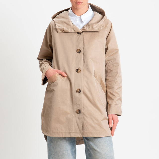 Zeroassoluto-Trench spacchi laterali con cappuccio - coloniale