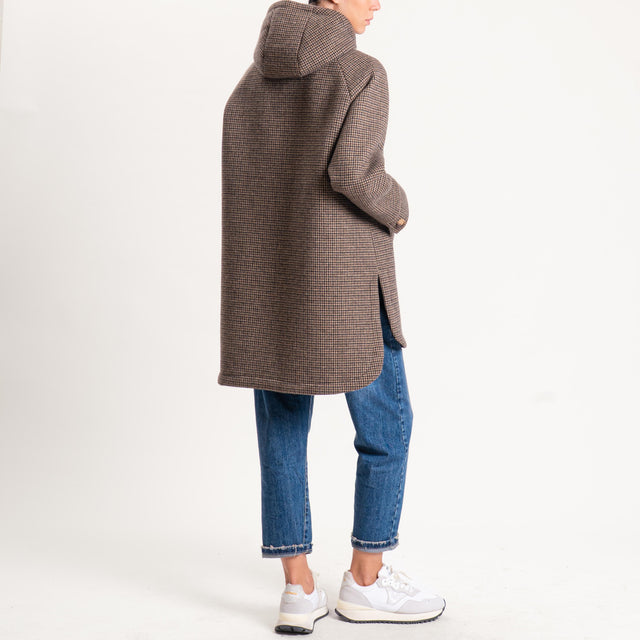 Zeroassoluto-Cappotto pied de poule neoprene - moro/sand/nero