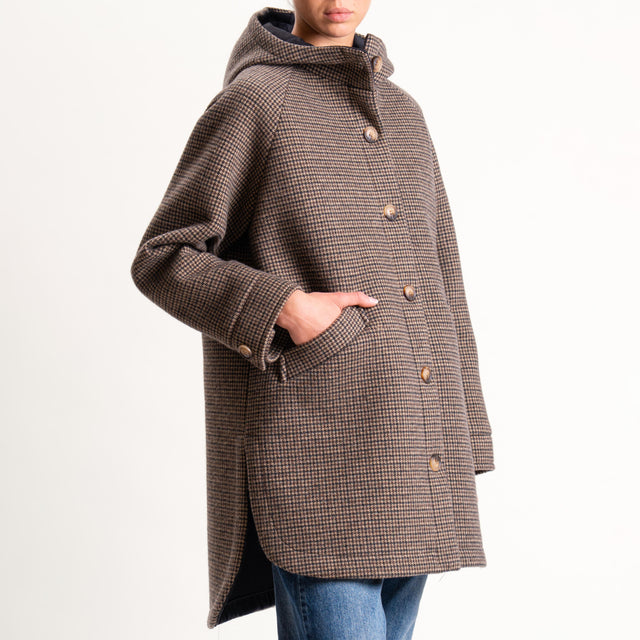 Zeroassoluto-Cappotto pied de poule neoprene - moro/sand/nero
