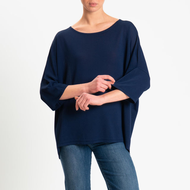 Zeroassoluto-Maglia over scollo barca manica 3/4 - blu