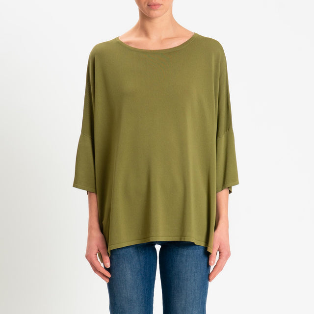 Zeroassoluto-Maglia over scollo barca manica 3/4 - olio
