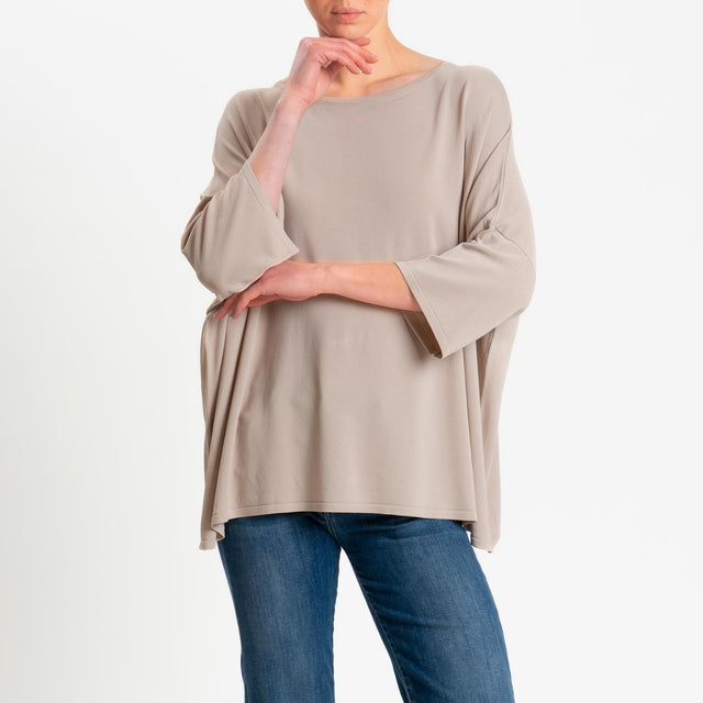 Zeroassoluto-Maglia over scollo barca manica 3/4 - sabbia