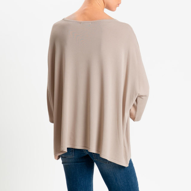 Zeroassoluto-Maglia over scollo barca manica 3/4 - sabbia