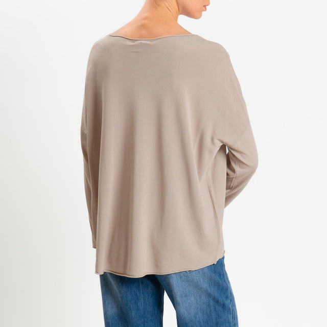 Zeroassoluto-Maglia scollo barca taglio vivo - sabbia