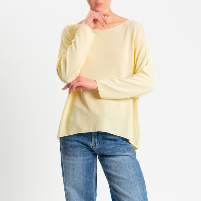 Zeroassoluto-Maglia scollo barca taglio vivo - yellow