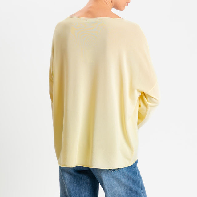 Zeroassoluto-Maglia scollo barca taglio vivo - yellow