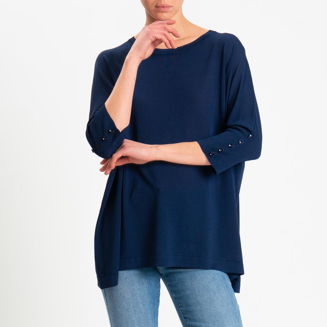 Zeroassoluto-Maglia over bottoni sulle maniche - blu