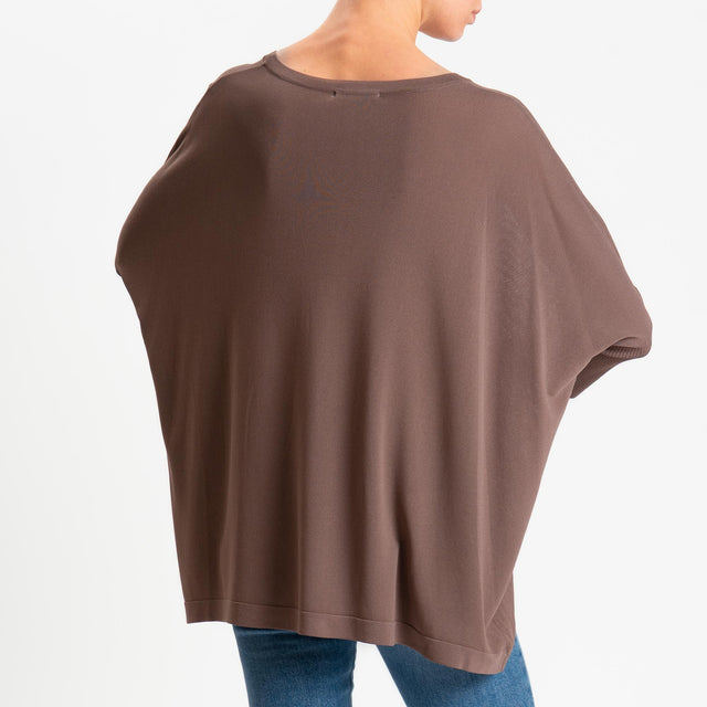 Zeroassoluto-Maglia over bottoni sulle maniche - choco
