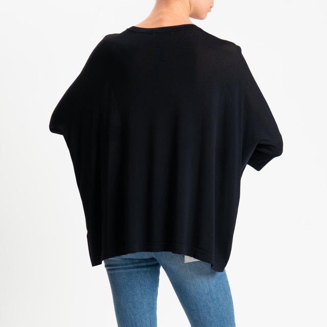 Zeroassoluto-Maglia over bottoni sulle maniche - nero