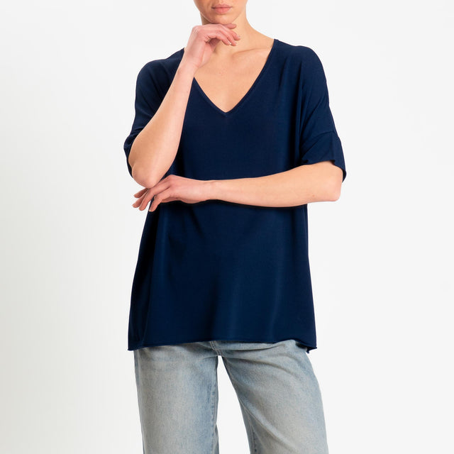 Zeroassoluto-Maglia over scollo v spacchi laterali - blu