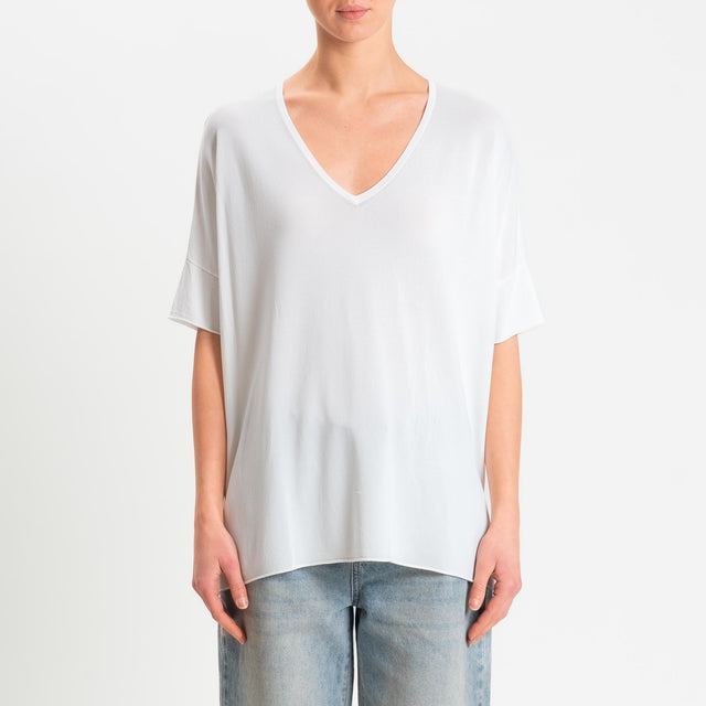 Zeroassoluto-Maglia over scollo v spacchi laterali - latte