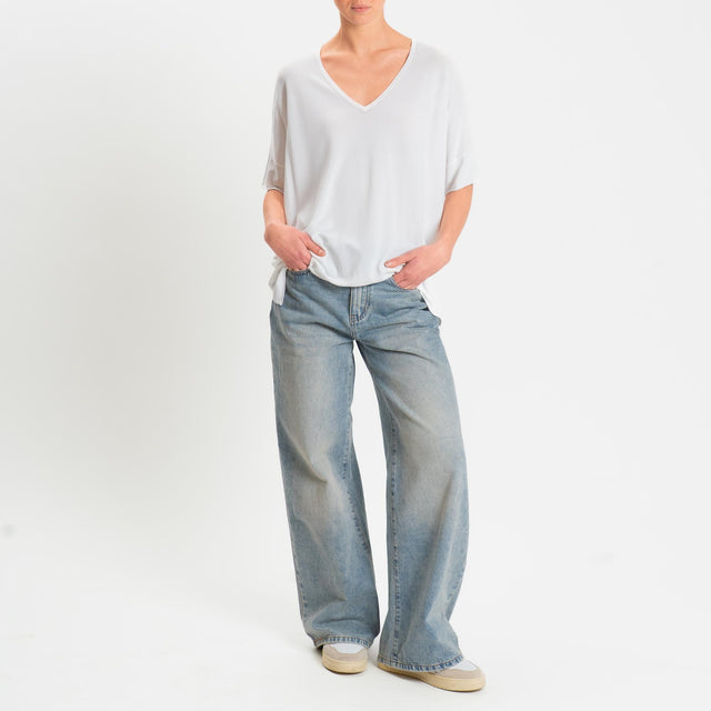 Zeroassoluto-Maglia over scollo v spacchi laterali - latte