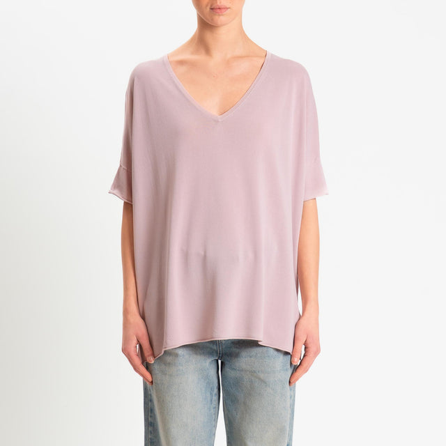 Zeroassoluto-Maglia over scollo v spacchi laterali - pink