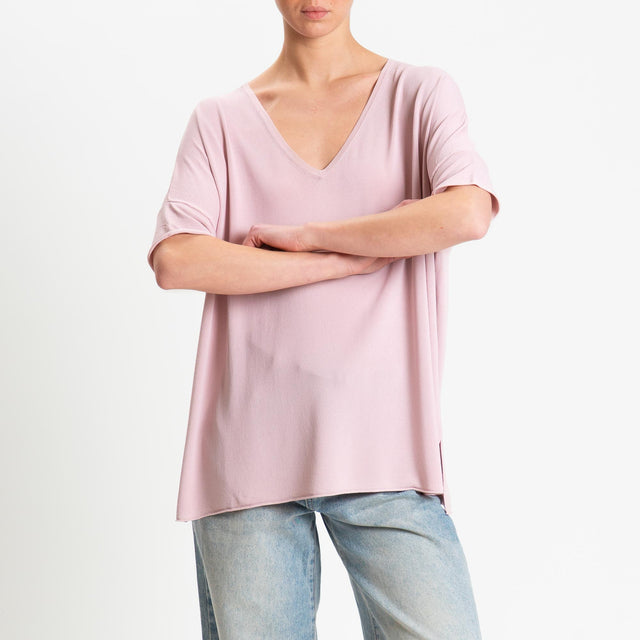Zeroassoluto-Maglia over scollo v spacchi laterali - pink