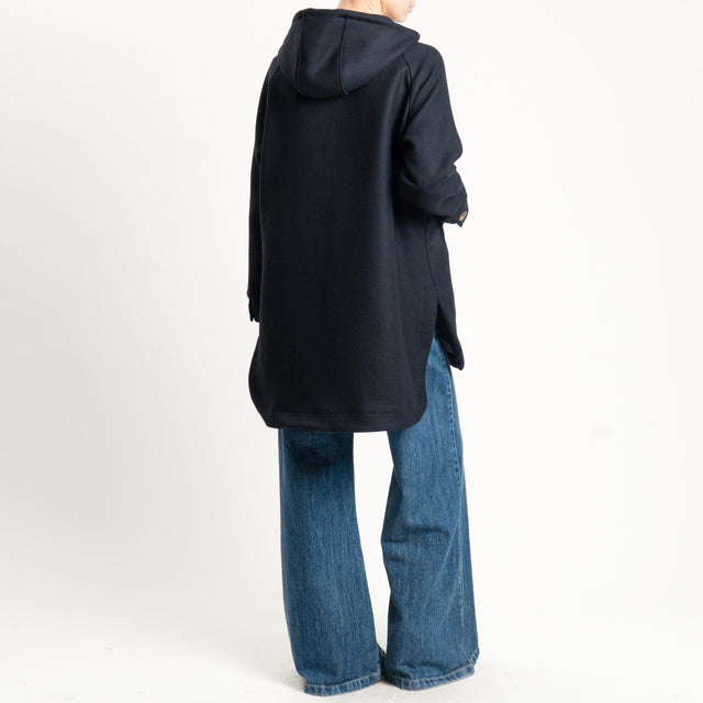Zeroassoluto-Cappotto misto lana con cappuccio - nero