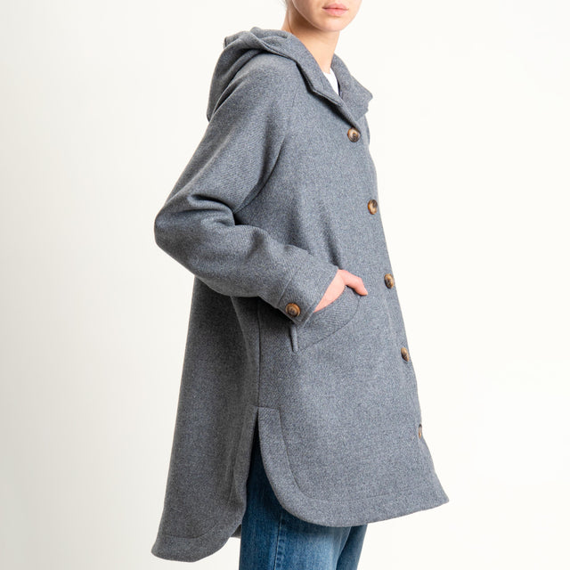 Zeroassoluto-Cappotto misto lana con cappuccio - grigio