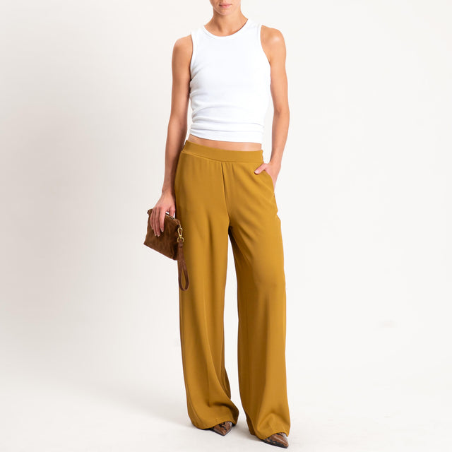 Zeroassoluto-Pantalone BELLE tessuto fluido - Senape