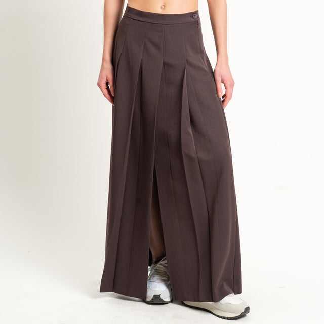 Zeroassoluto-Maxi gonna pieghe spacco laterale - moro