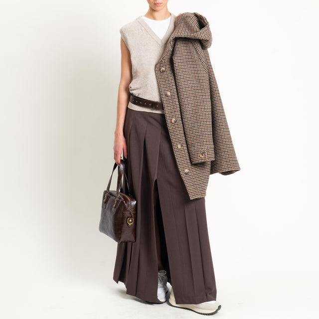 Zeroassoluto-Maxi gonna pieghe spacco laterale - moro