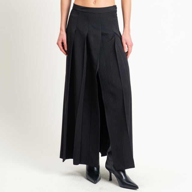 Zeroassoluto-Maxi gonna pieghe spacco laterale - nero