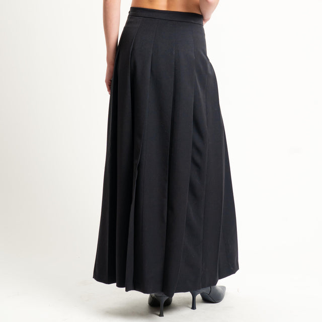 Zeroassoluto-Maxi gonna pieghe spacco laterale - nero
