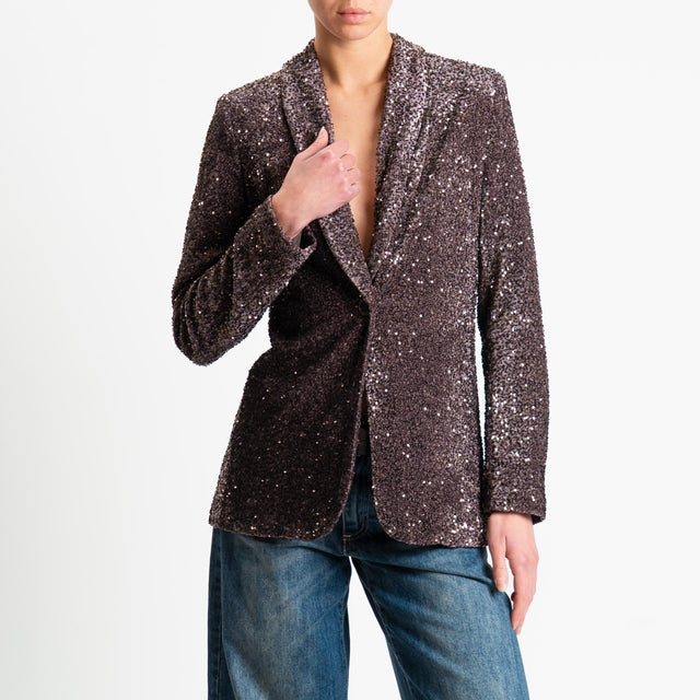 Zeroassoluto-Giacca un bottone con paillettes - moro