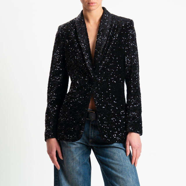 Zeroassoluto-Giacca un bottone con paillettes - nero